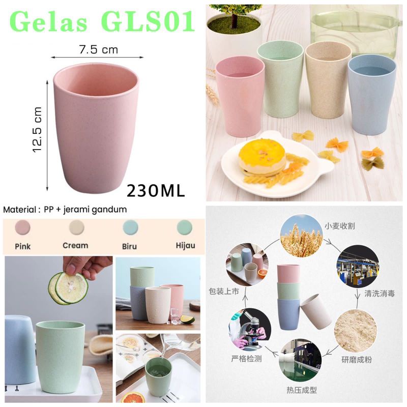 GELAS WARNA WARNI -  GELAS GLS01 230ML