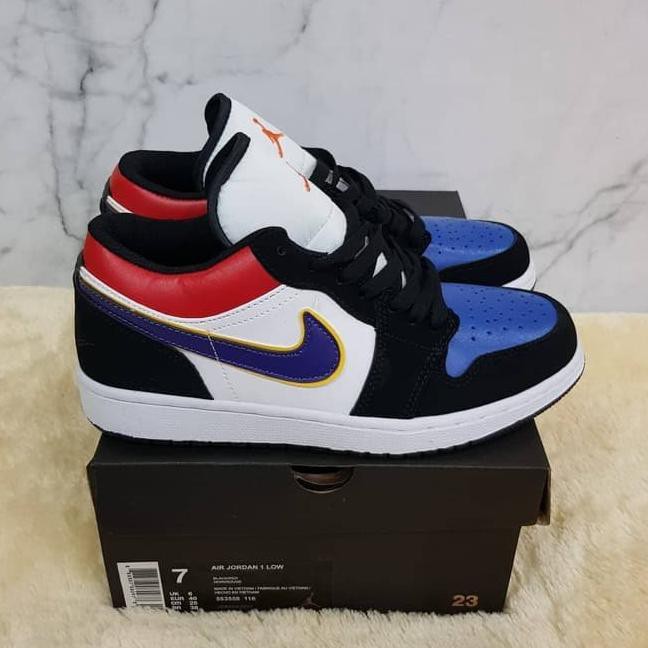 ★ TERLAKU SEPATU BASKET WANITA★ NIKE JORDAN 1 LOW LAKERS - RED BLUE WHITE - PREMIUM ,SNEAKERS