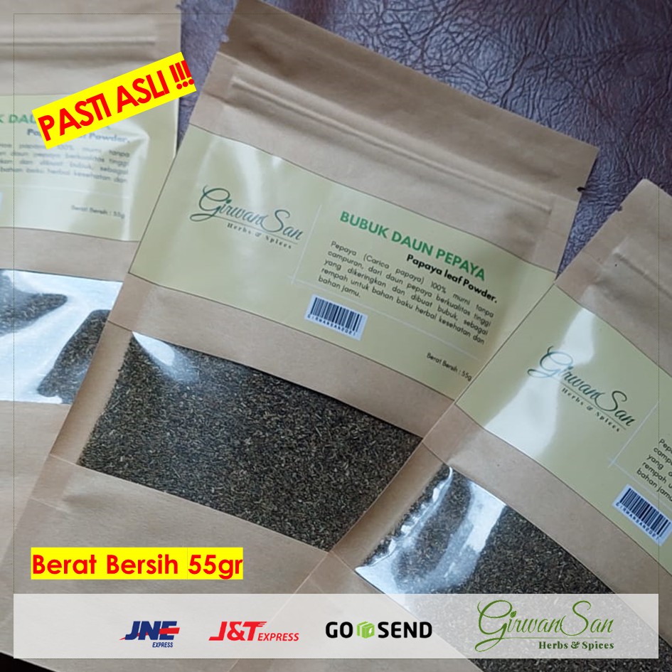 

Daun Pepaya Bubuk Papaya Powder Original High Quality Herbal Rempah Kemasan Praktis Pakai Ziplock