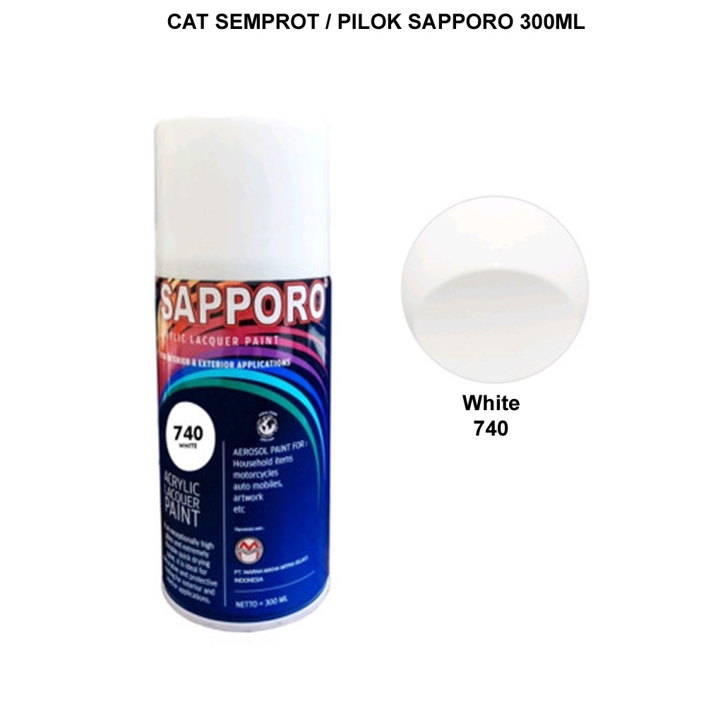 Pilox Pilok Putih 740 SAPPORO 300ML / Cat Semprot Putih / Cat Semprot Sapporo