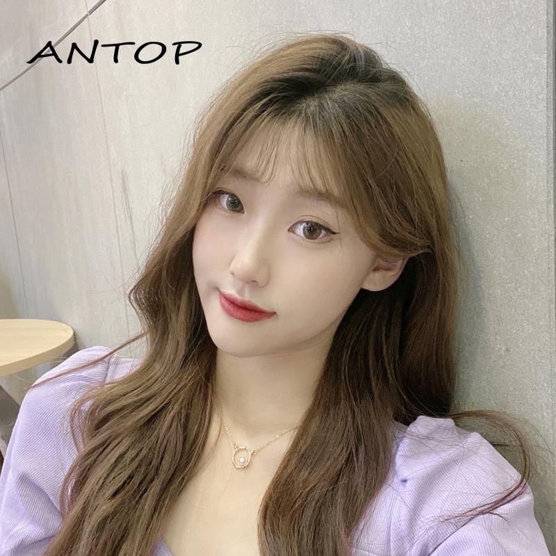 1 Pcs Korea Kalung Mutiara Titanium Pria Kalung Wanita Antikarat Bulat Necklace ANTOP