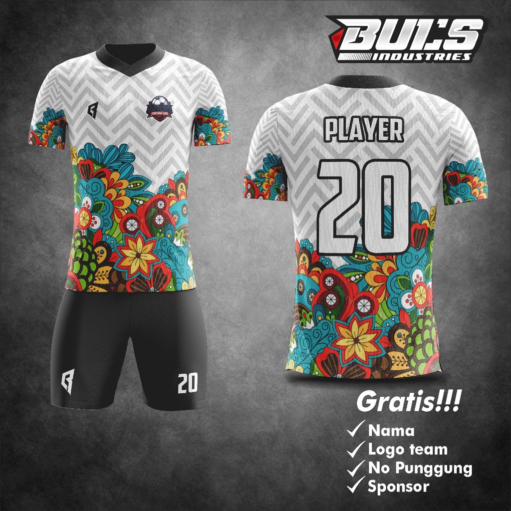 BIKIN 12 GRATIS 1  stelan BAJU+CELANA jersey bola/futsal custom nama,logo,nomor dll fullprint