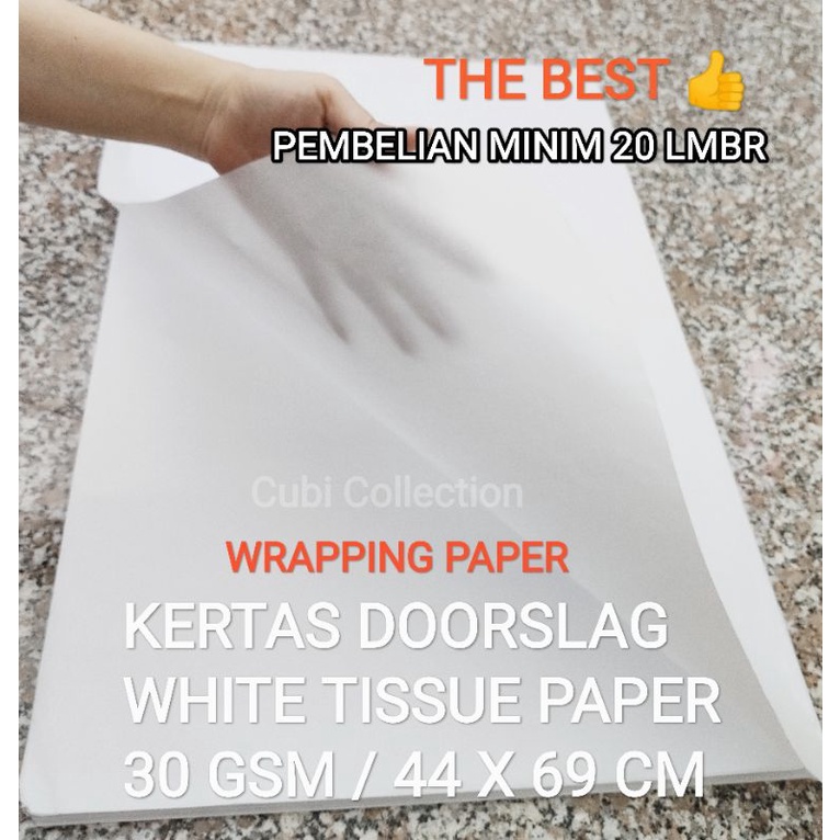 

44 X 69 KERTAS TISSUE DOORSLAG DORSLAG DUSLAK TISU 30 GSM PUTIH / KERTAS BUNGKUS BAJU SEPATU TAS DOMPET BUNGA KADO DLL TERMURAH!!