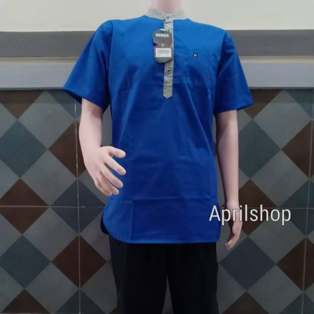 KEMEJA KOKO PRIA LENGAN PENDEK BIRU DONGKER MODERN | KEMEJA KOKO MODERN