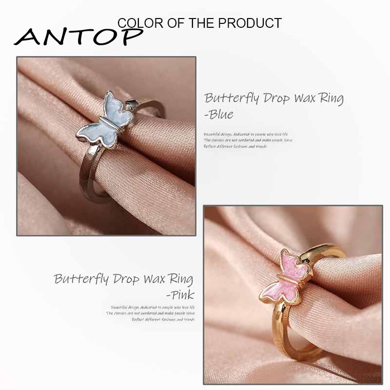 Cincin Kupu-kupu Yang Dapat Disesuaikan Elegan Sederhana Desain Cincin Emas Aksesoris Perhiasan Fashion Wanita ANTOP