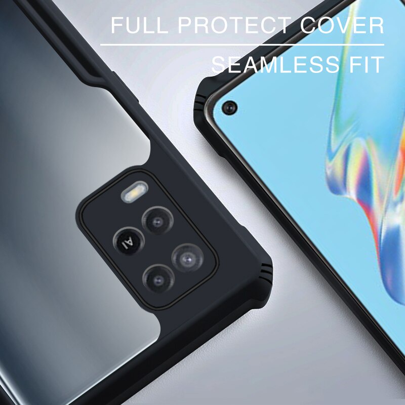 Case Oppo A54 Armor Fushion Transparent Casing + Tempered Glass Full Layar dan Skin Carbon