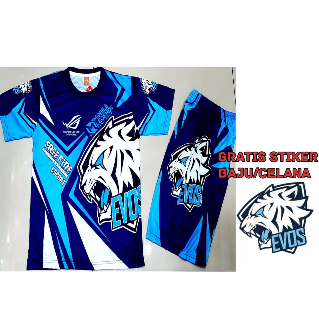 SANDISEAN | SETELAN GAMING ANAK LAKI LAKI | SETELAN BAJU ANAK FF EVOS BONUS TOPI | BAJU EVOS FF ANAK