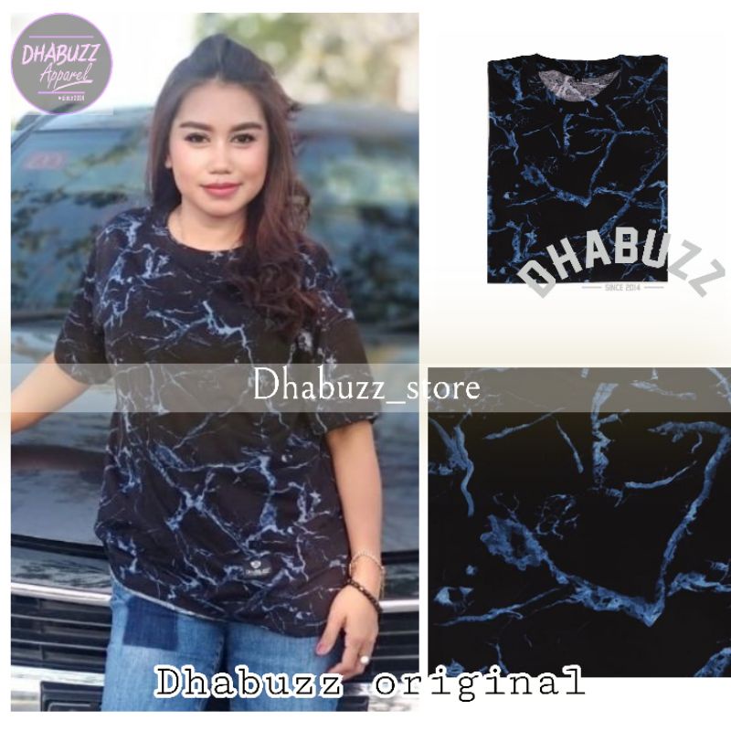 Dhabuzz kaos motif t-shirt tie dye blue crack cotton combad