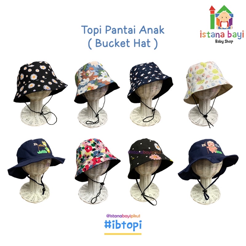 Catellove Topi Pantai Anak Tali Motif / Topi Anak - Bucket hat