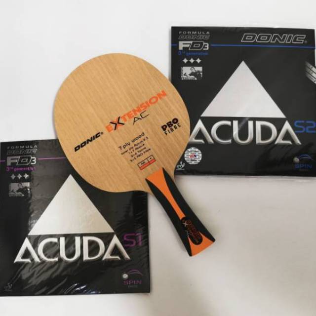 DONIC - Bat Pingpong Donic Extension AC + Karet Donic Acuda