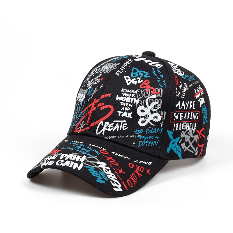 Topi baseball Motif Graffiti Gaya Korea Untuk Pria Dan Wanita