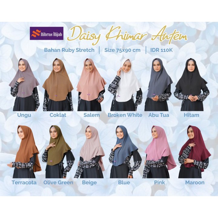 NIBRAS HIJAB DAISY KHIMAR ANTEM BAHAN RUBY STRETCH JILBAB INSTAN SYARI POLOS MUSLIMAH