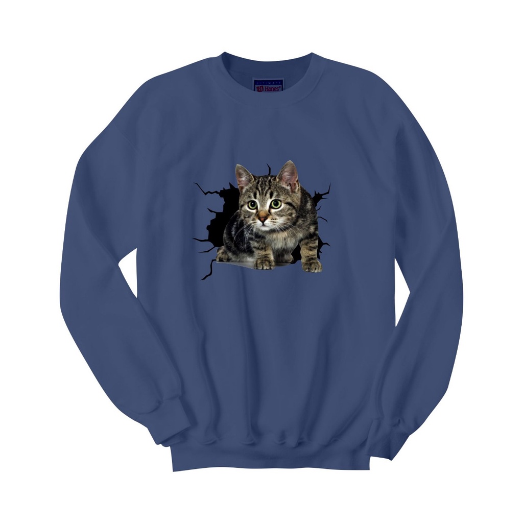 SWEATER CREWNECK CAT EMERALD PRIA/WANITA