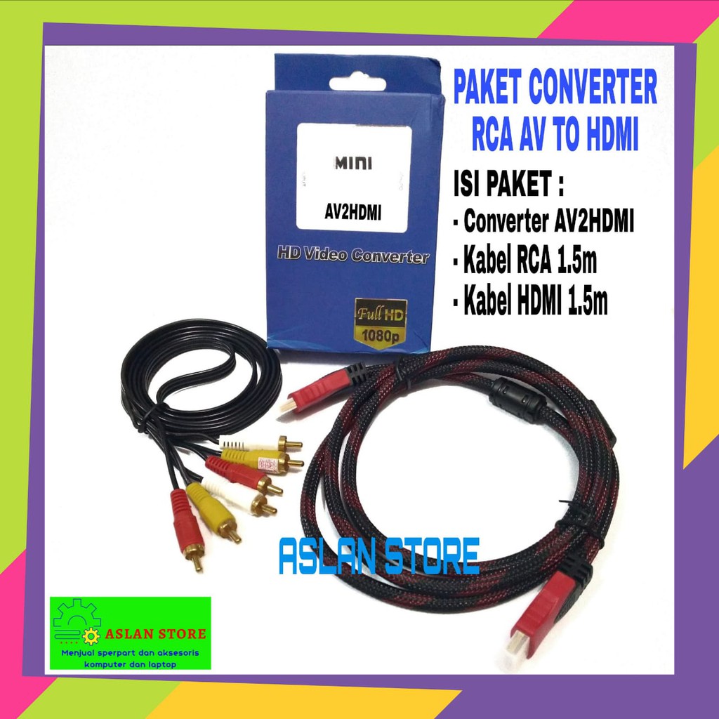 Jual Paket AV2HDMI Converter adapter Av to Hdmi / Rca To HDMI / Adapter  Mini Box AV2HDMI AV2HDMI | Shopee Indonesia