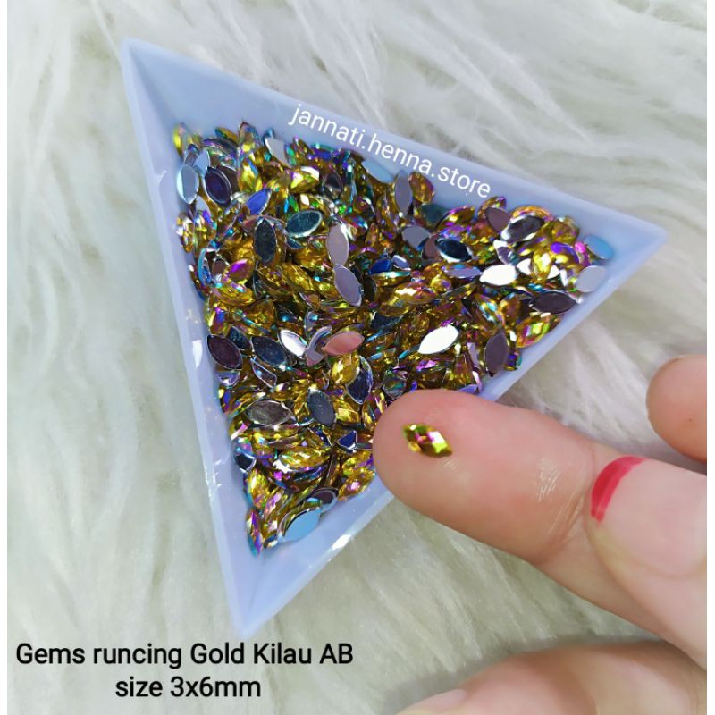 GEMS RUNCING  KILAU AB 3X6mm AKSESORIS HENNA NAIL ART GEMSTONE RHINESTONE