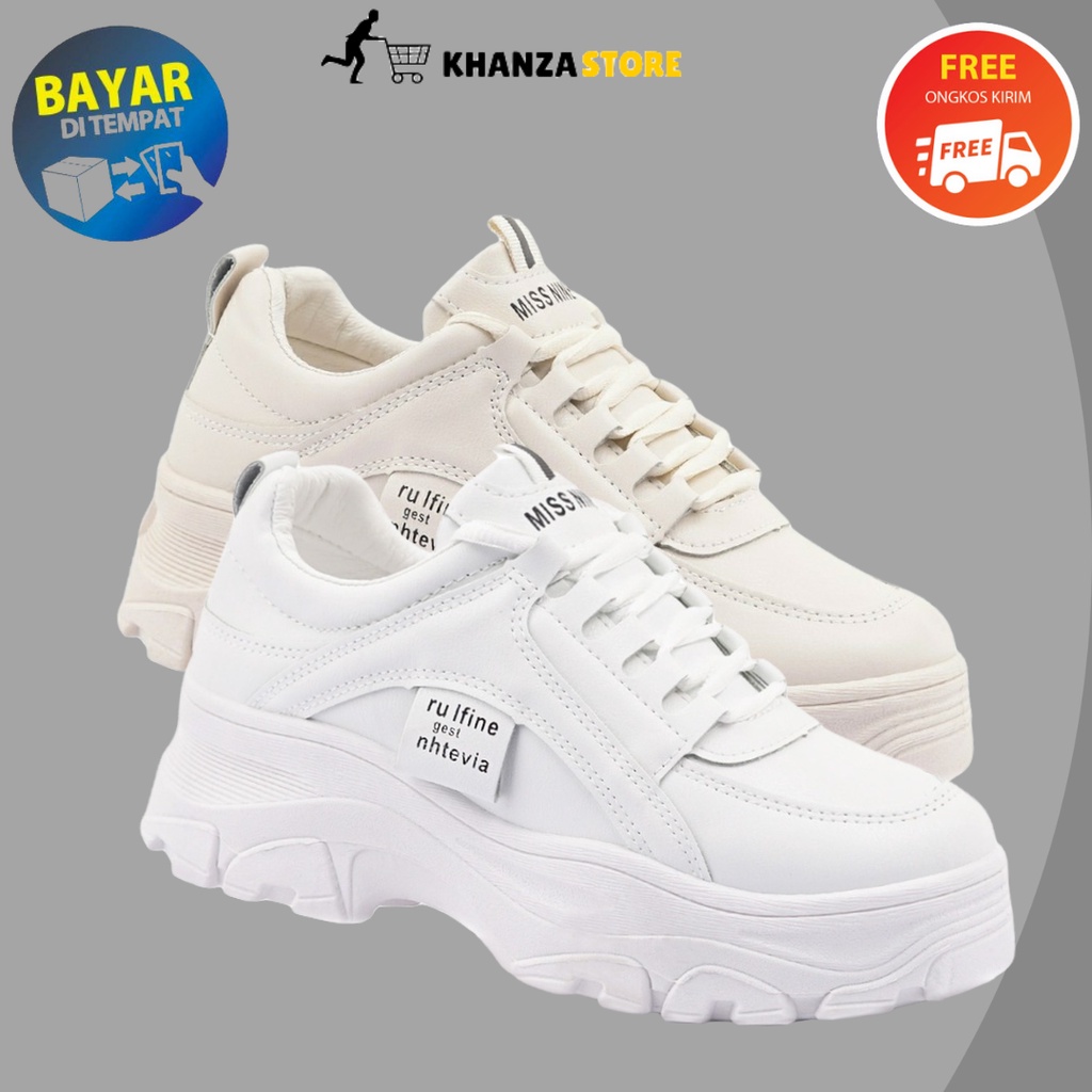 Sepatu Sneakers Remaja Wanita Putih Polos Import Premium Outsole Tinggi Sepatu Perempuan Dewasa