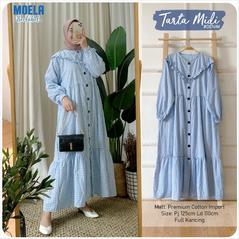 (TARTA MIDI) DRESS BAHAN PREMIUM KATUN IMPORT