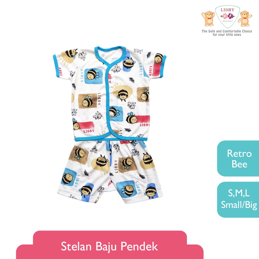 LIBBY 1 Stel Baju Pendek-Celana Pendek Anak Kecil Motif Summer Holiday (1stel)