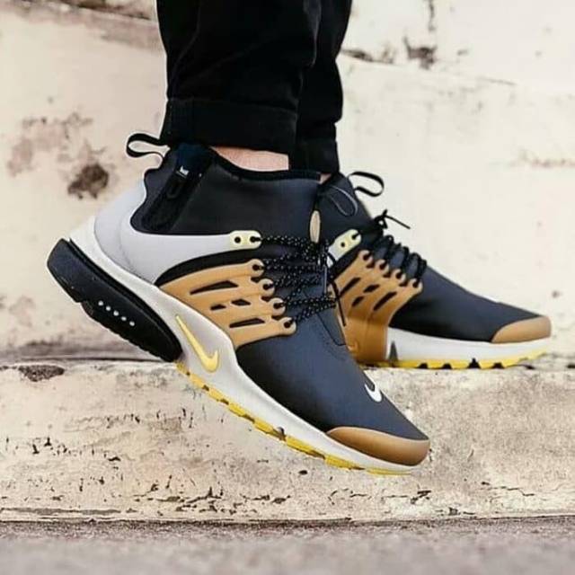 Nike Air Presto Mid Utility Black Gold Premium Original. Sepatu Nike Air Presto. Sneakers Nike
