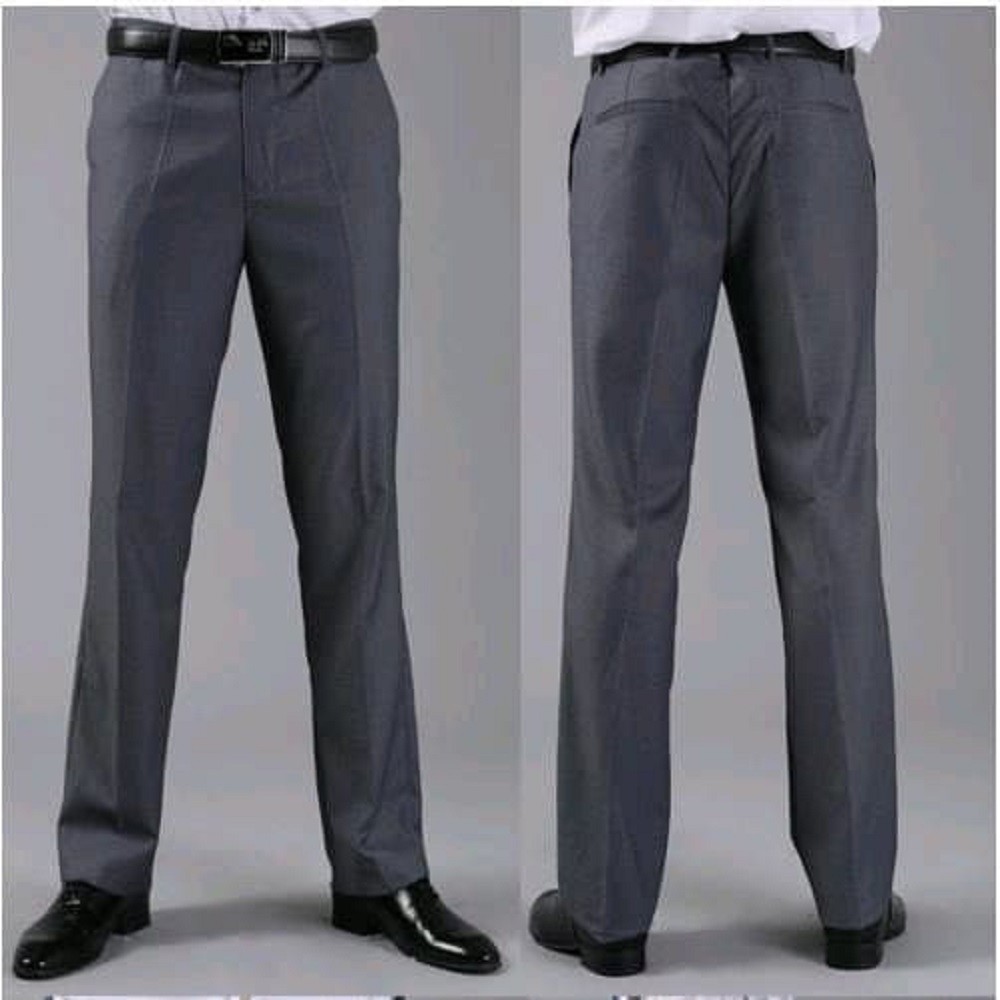 CELANA BAHAN KATUN STANDAR PRIA CELANA PANJANG KERJA WARNA ABU UKURAN 28 - 38