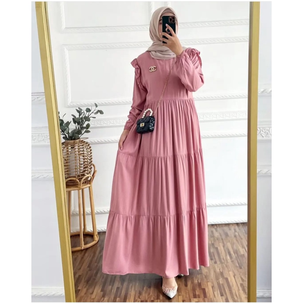 Baju Gamis Mewah Muslim Wanita Remaja Terbaru 2022 Model Kekinian Edisi Lebaran Kondangan Import Set