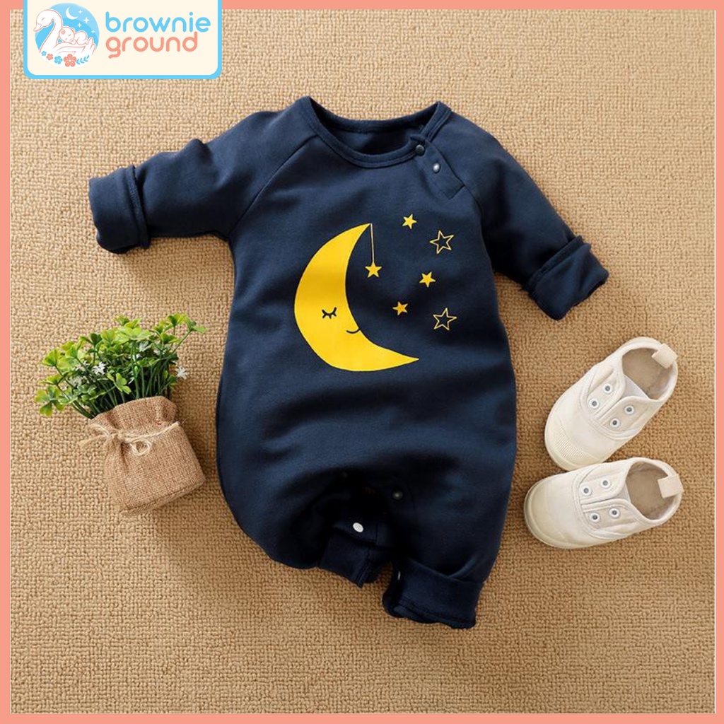 JUMPER BAYI MOTIF BULAN NAVY / BAJU BAYI UNISEX / JUMPER LUCU BAYI 0-1TAHUN BAJU BAYI IMPORT BA-298