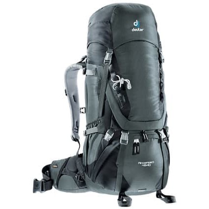 DEUTER AIRCONTACT 45+10  - FREE RAINCOVER - BLACK GRANITE