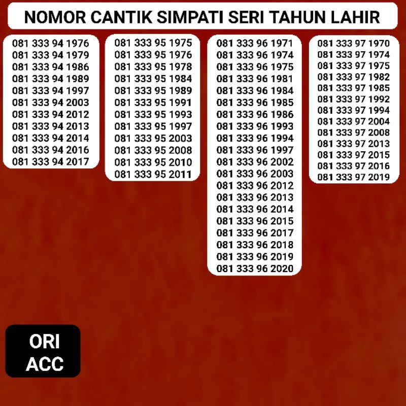 Nomor Cantik Telkomsel Kartu As Seri Tahun lahir