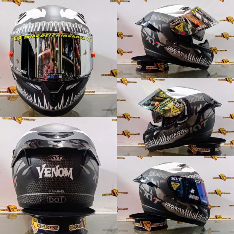 Jual Helm Kyt K Raider Venom Black Doff Paket Ganteng Visor Flat Iridium Spoiler Stiker Full