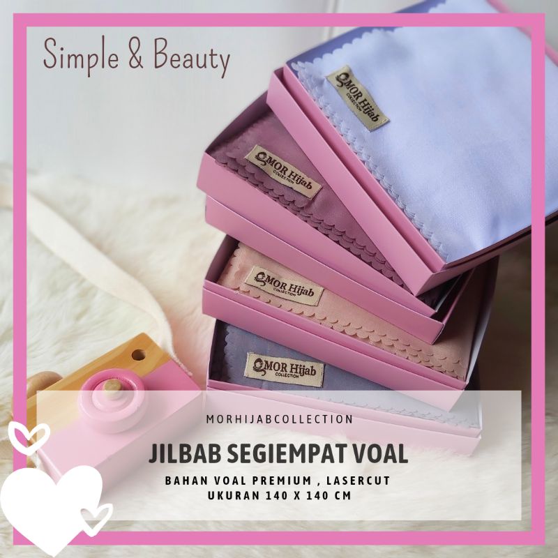 Jilbab Segiempat Syari Hijab Voal Premium LaserCut Polos Ukuran 140 x 140 cm