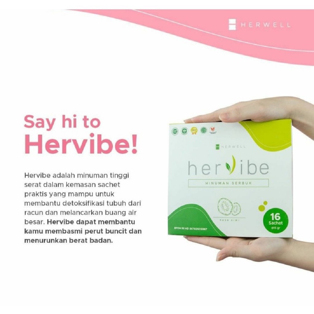 HERVIBE BY Herwell 1 Box 16 Sachet Minuman Deox Pelangsing Diet BPOM Her well Her Vibe