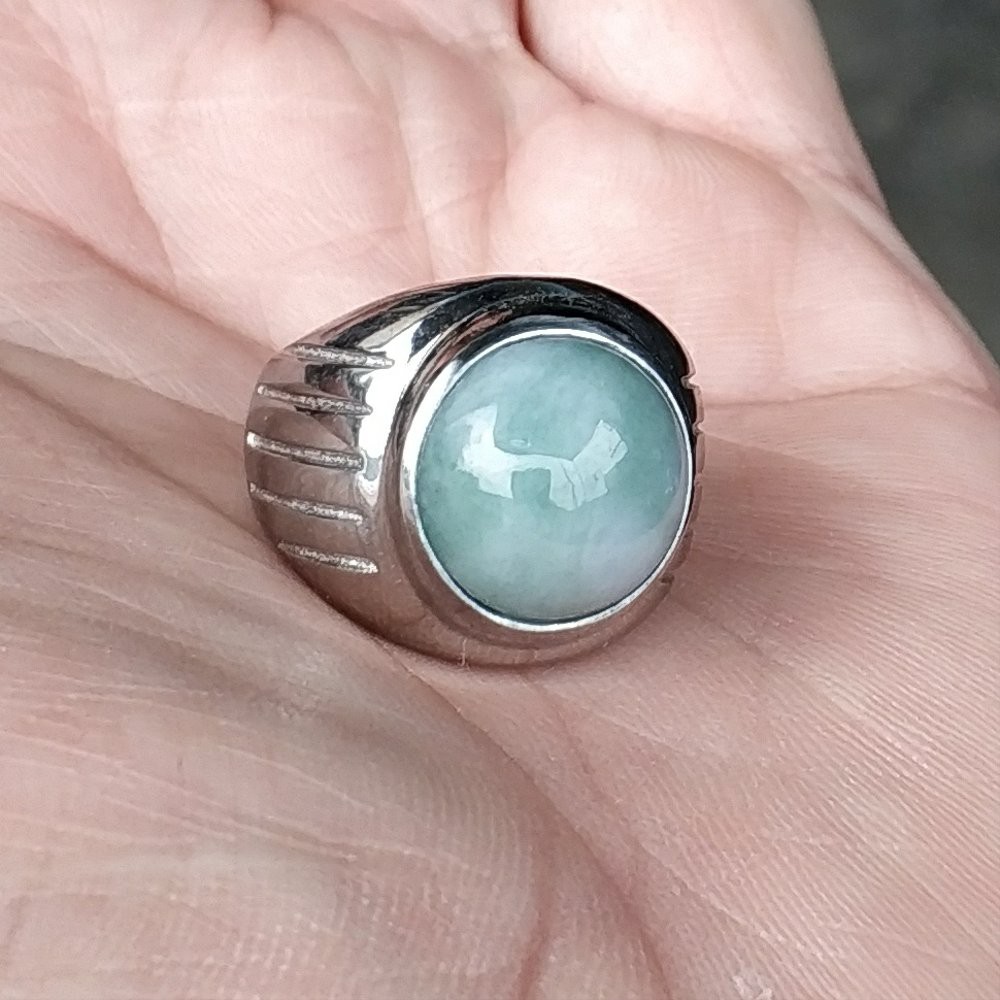 CINCIN BATU AKIK PERMATA NATURAL GIOK BURMA NATURAL JADEITE JADE TYPE A MINIMALIS
