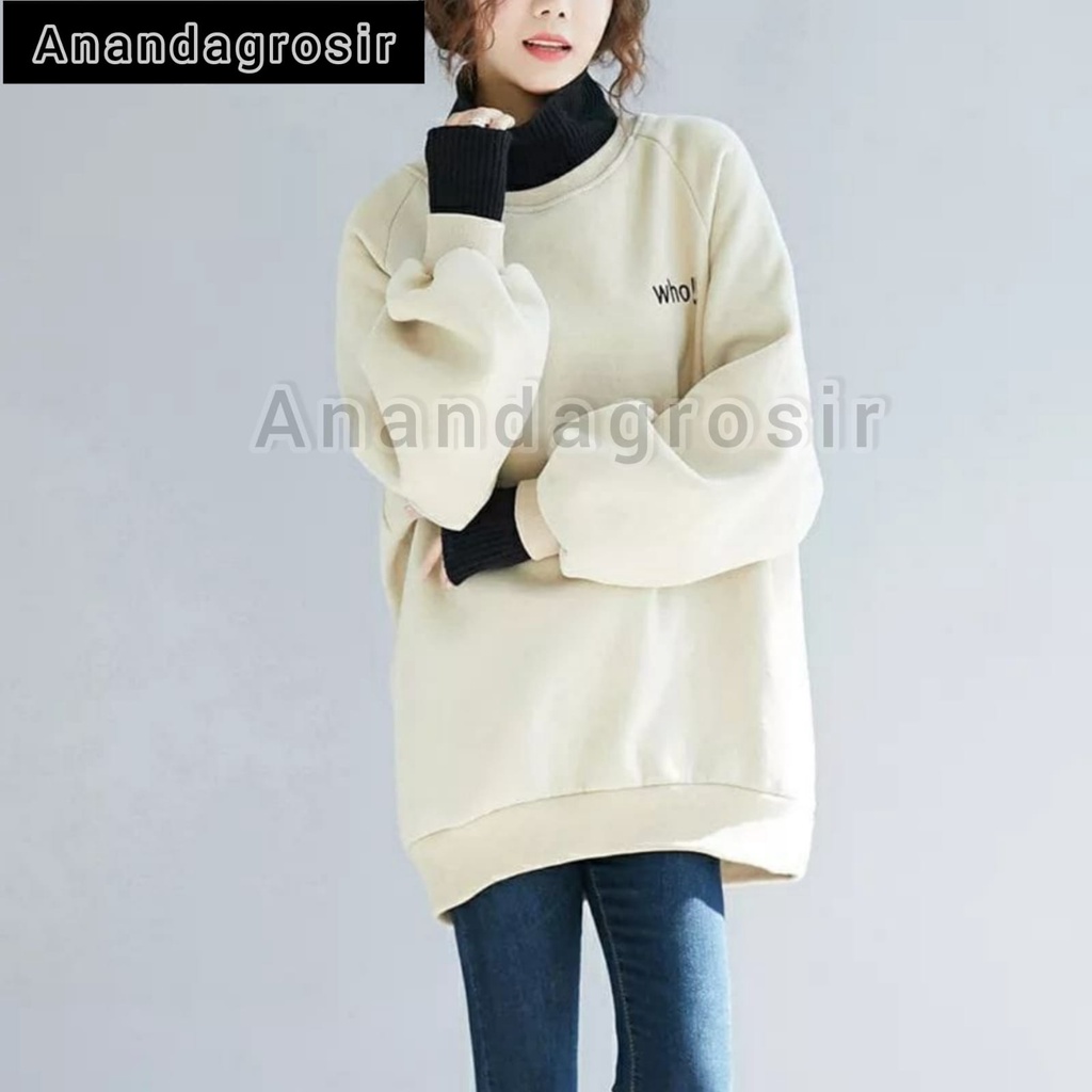 SWEATER WHO !!  SWEATSHIRT APLIKASI BORDIR TERBARU SWEATER WANITA