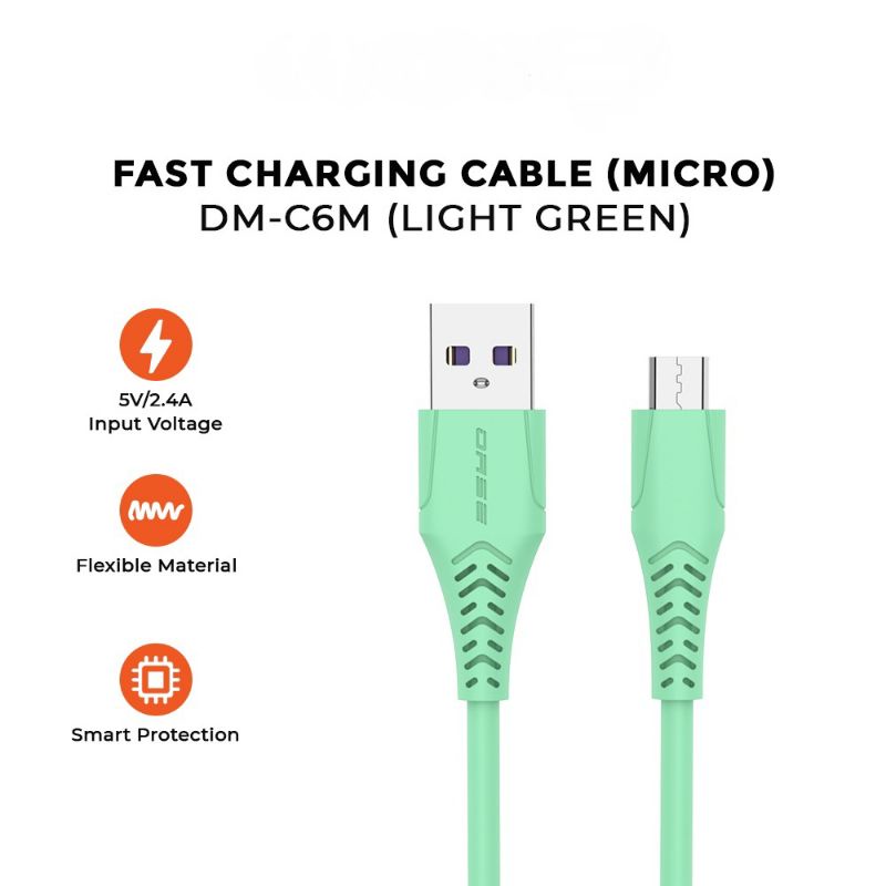 KABEL DATA MICRO USB 2.4A 100CM OASE DM-C6M GARANSI 3 BULAN