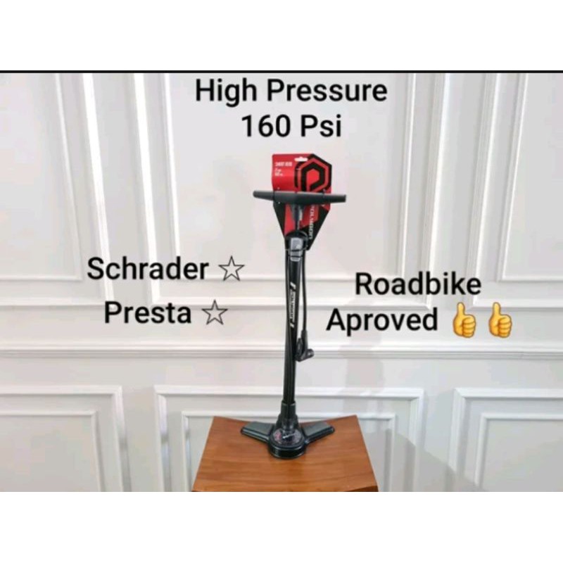 polygon alloy alx 160 psi smart head floor pump pompa lantai sepeda high pressure tekanan tinggi flo