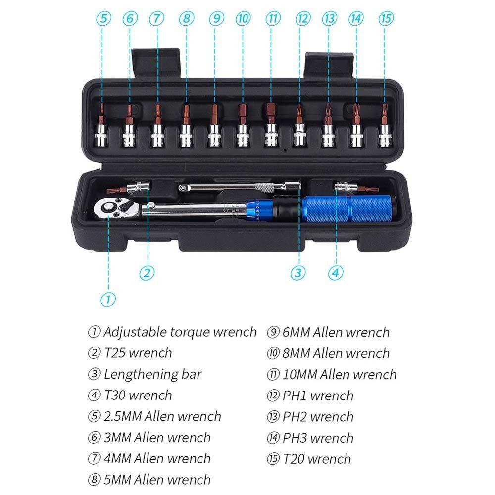 Lanfy Ratchet Torque Wrench Set Ratcheting Multifungsi 2-24Nm Spline Baut Alat Tangan Sepeda Gunung Perbaikan Mobil Bersepeda Aksesoris Kunci Torsi Kunci Pas