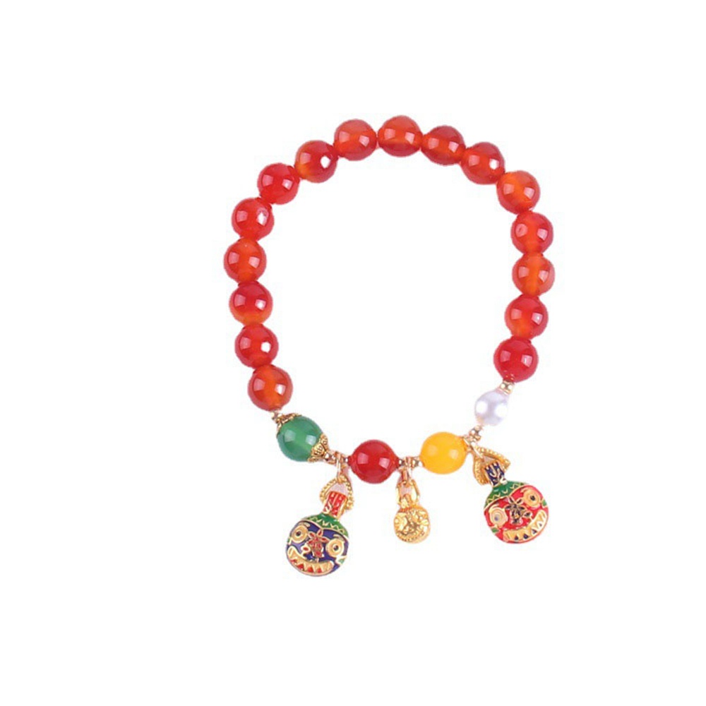 【COD Tangding】Gelang Tangan Emas Hias Batu Giok Agate Biru Untuk Wanita