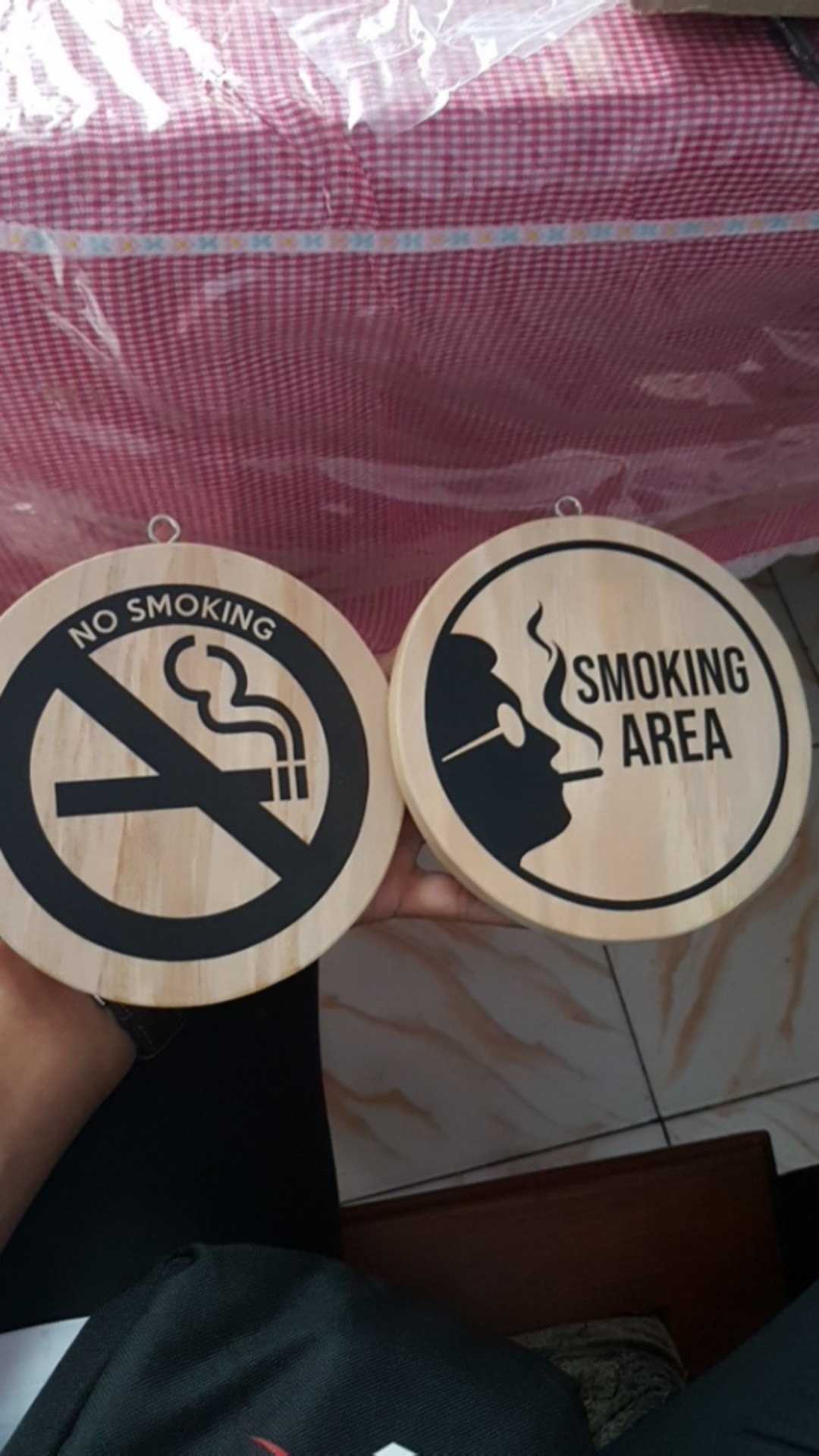 Wood Sign - Penanda Ruang Kayu Smoking Area