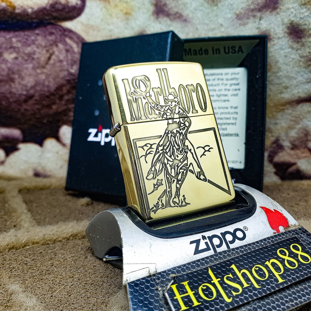 ⭐⭐⭐⭐⭐ Zippo Original Cowboy High Polish Brass Customize