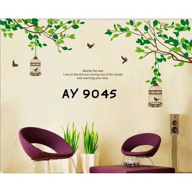 Wallsticker Dinding Sangkar Burung Hijau AY9045