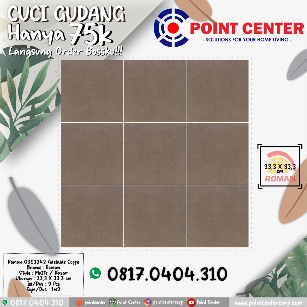 TERMURAH ROMAN KERAMIK 33,3 X 33,3 G362242 ADELAIDE COFFE