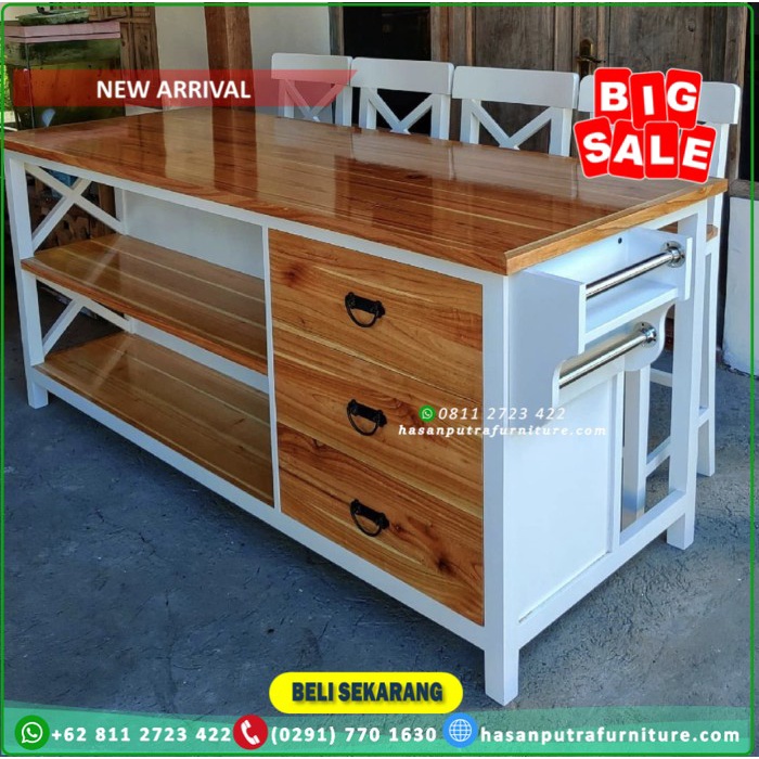 Meja dapur & 4 kursi bar kayu jati mom's kitchen Furniture Jepara