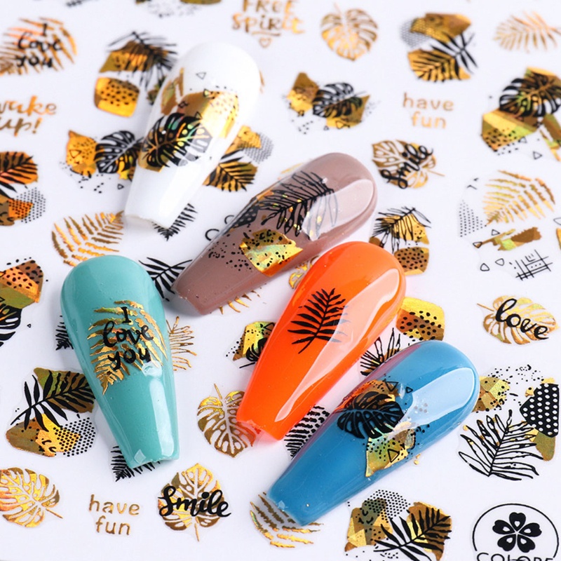 Siy Stiker Kuku Motif Daun Musim Gugur Untuk Dekorasi Nail Art