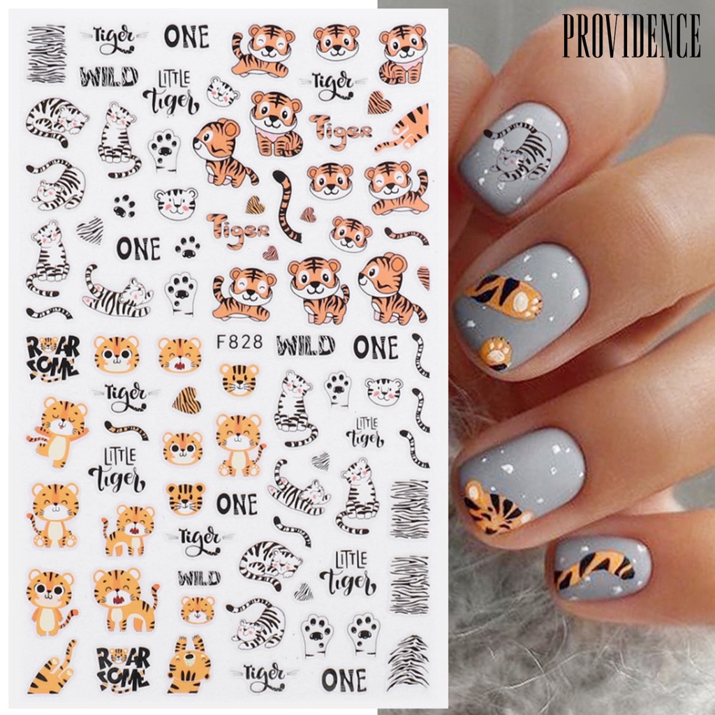 Providence Stiker Kuku 3d Ultra Tipis Motif Macan Untuk Nail Art / Manicure