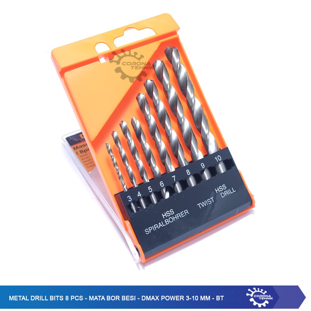 Metal Drill Bits 8 Pcs - Mata Bor Besi - Dmax Power 3-10 mm - BT