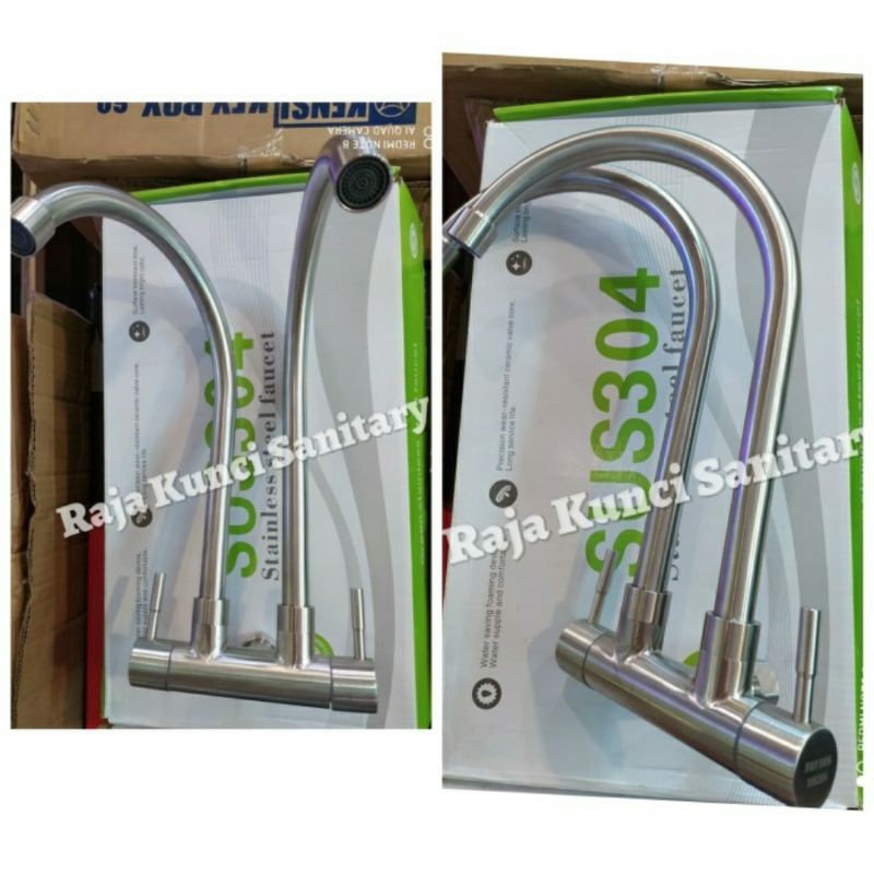 Kran Kitchen Sink Double Kaku/Kran Cuci Piring Double Stainless SUS 304