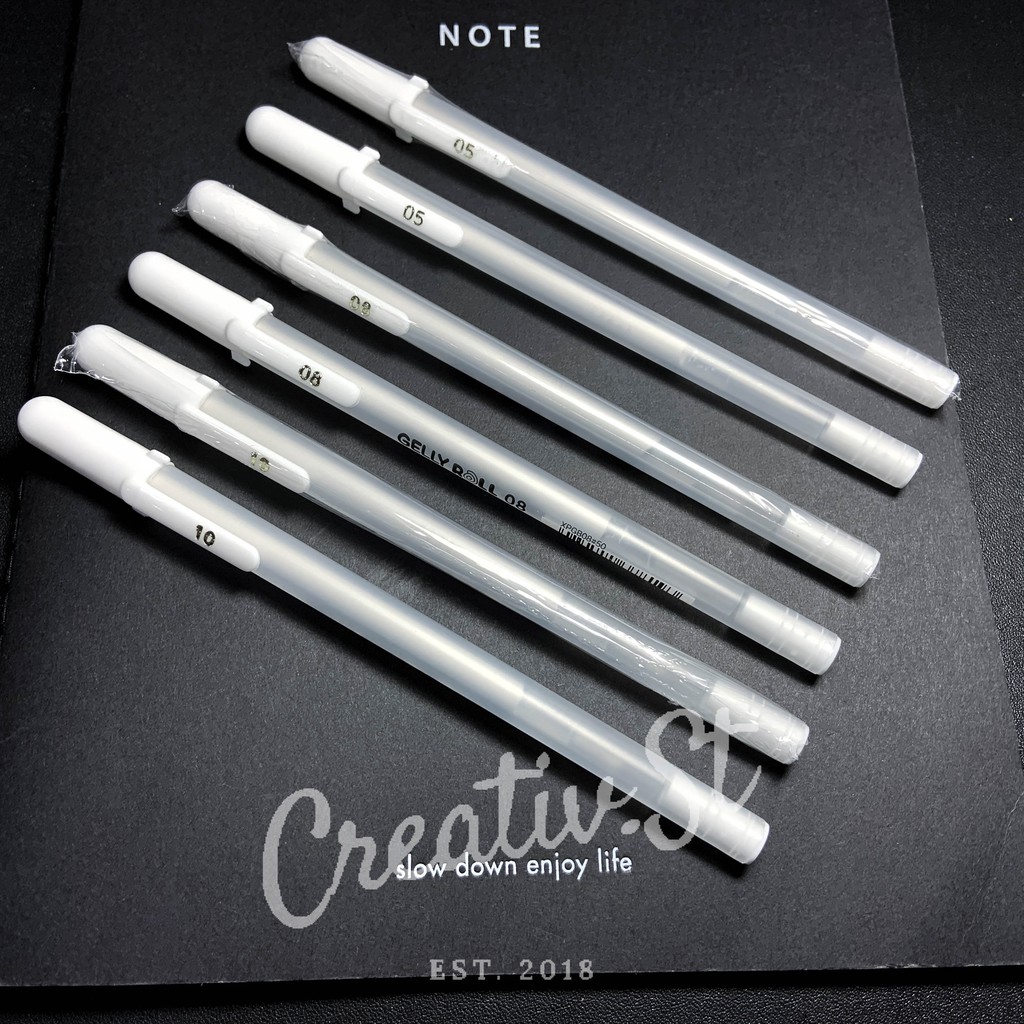 

Sakura Gelly Roll White Gel Ink Pen 05 08 10 Pulpen Putih Set