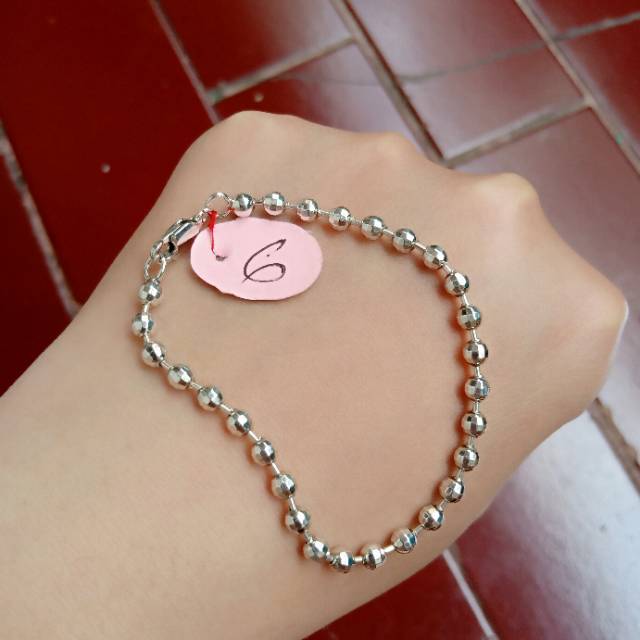 Gelang tangan biji lada ukir silver 925 import / perhiasan perak 925 berlapis emas