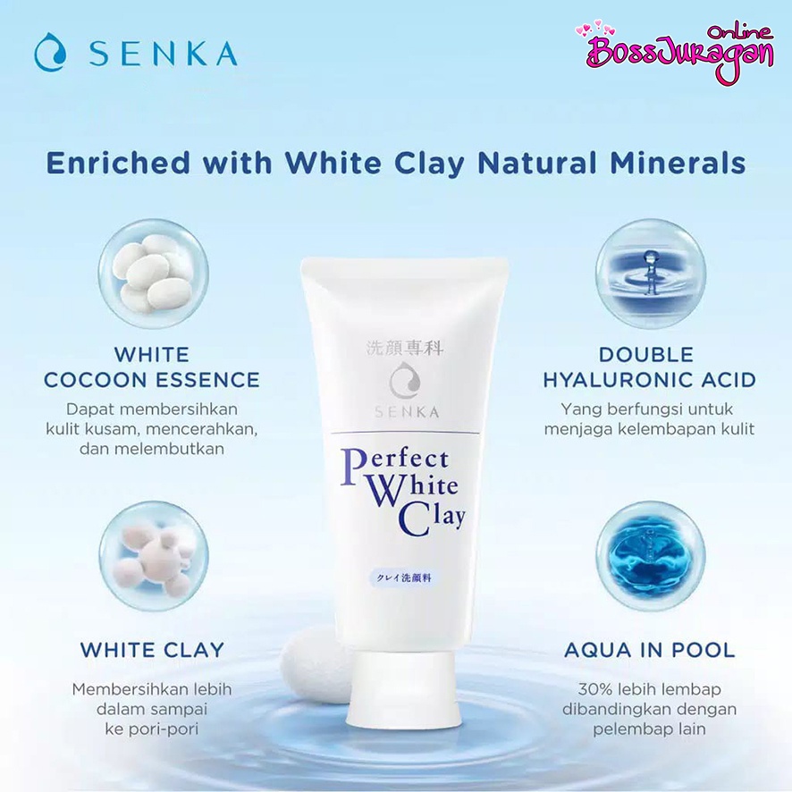 (BOSS) (White Clay 120gr) SENKA - Perfect White Clay Facial Foam From Japan 120gr