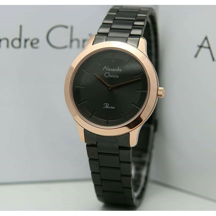 Alexandre Christie AC2834 Original Jam Tangan Wanita Black Rose Gold